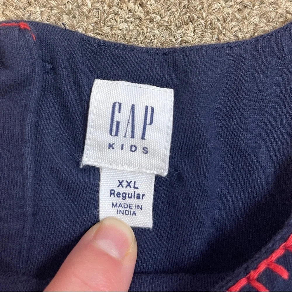 Gap Kids: Girls Floral Embroidered Navy Babydoll Blouse, Size XXL